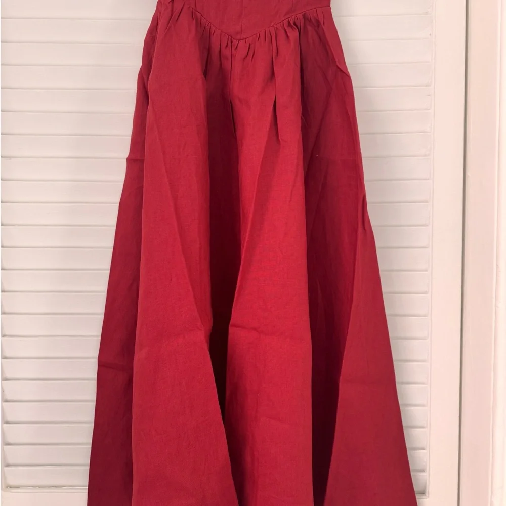 NWOT Reformation Balia Linen Midi / Maxi Dress in Sundried Tomato Red - Picture 9 of 14